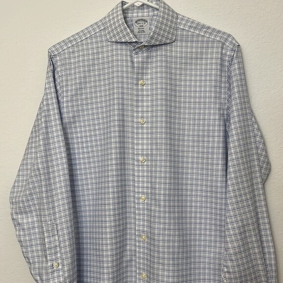 Brooks Brothers 14 1/2 - 2/3 1818 Regent Cotton Dress Shirt windowpane - Picture 5 of 11